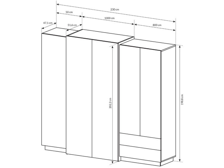Szafa pięciodrzwiowa z drzwiami uchylnymi Morten Biała, Dąb Craft Złoty