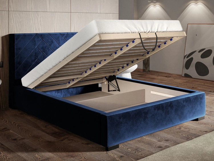 Łóżko tapicerowane z pojemnikiem i stelażem 120x200 Toreto Beżowe