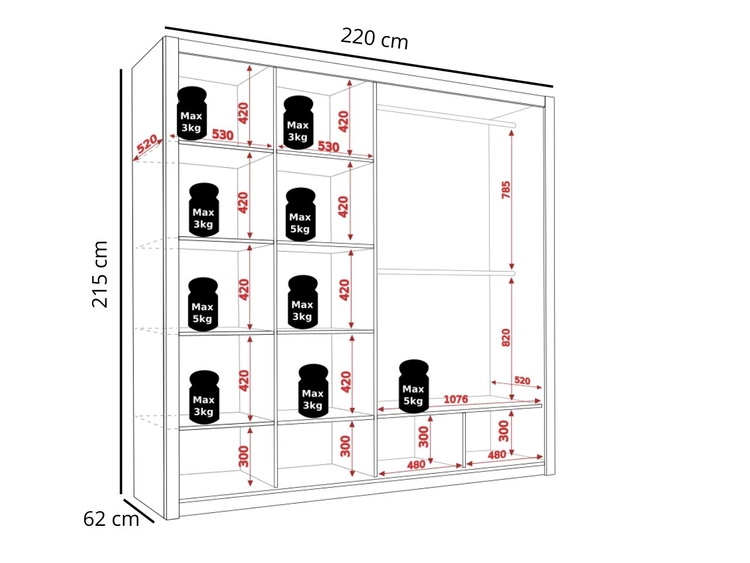 Szafa dwudrzwiowa z drzwiami przesuwnymi 220 Bino Biała