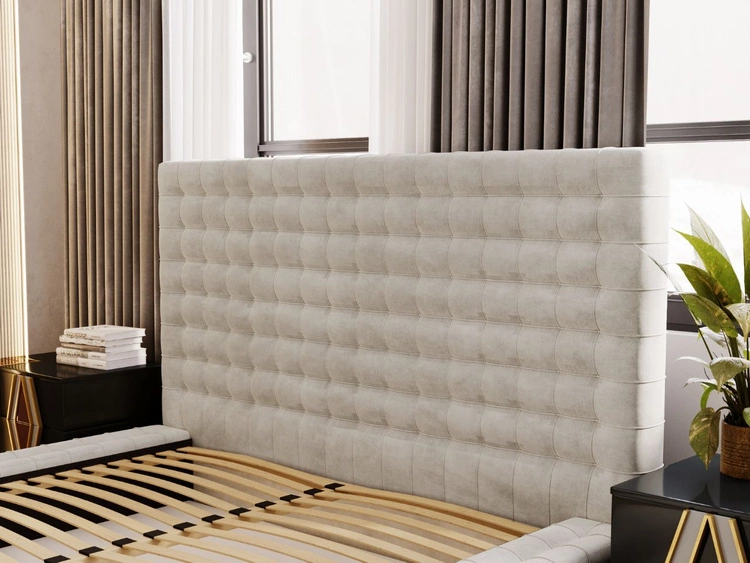 Łóżko tapicerowane z pojemnikiem i stelażem 160x200 Barbados Kremowe