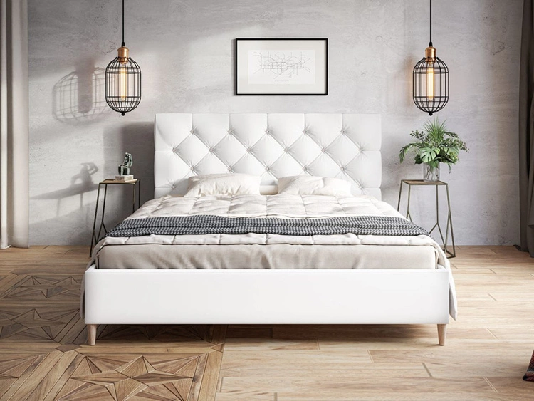 Łóżko tapicerowane ze stelażem 120x200 Tril Białe