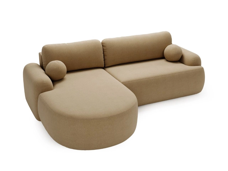 Narożnik L Lewy z funkcją spania i pojemnikiem Aurio Jasny brązowy