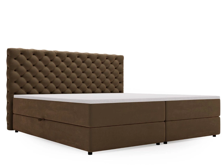 Łóżko kontynentalne z pojemnikiem na pościel 200x200 Bergamo brązowe