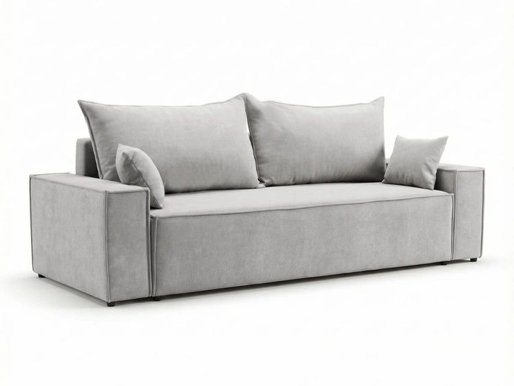 Kanapa z funkcją spania i pojemnikiem na pościel Sivra Jasnoszara