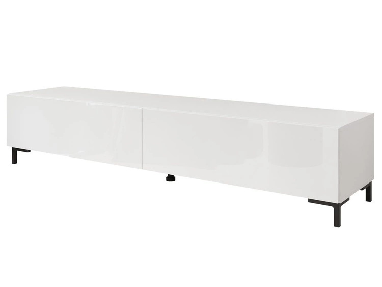 Szafka RTV z drzwiczkami na czarnych nóżkach 175 cm Sorelle Biały połysk