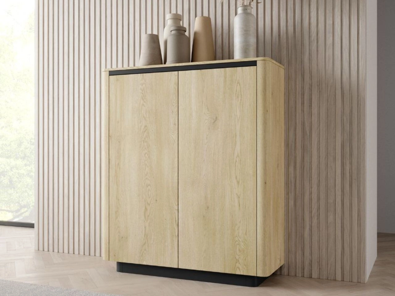 Komoda dwudrzwiowa wysoka Fascino Dąb Cremona, czarny