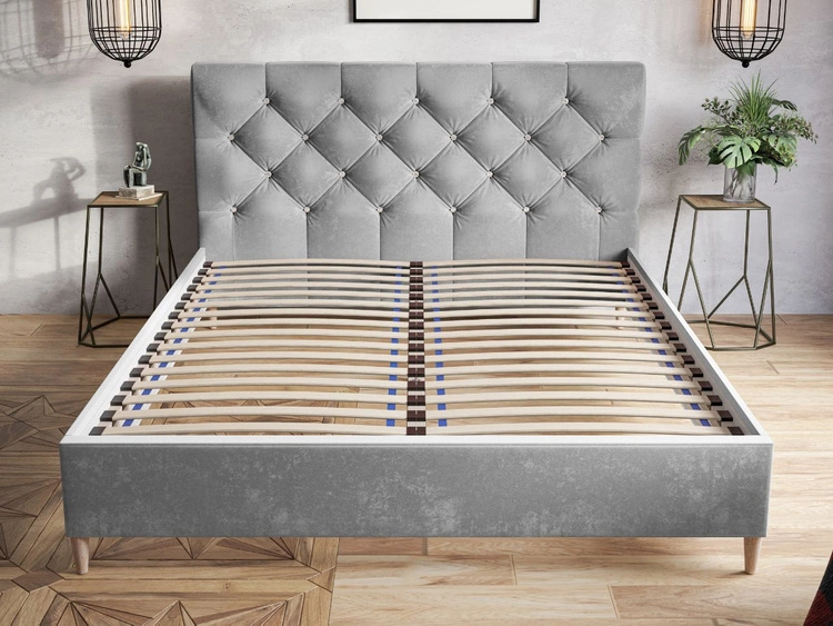 Łóżko tapicerowane ze stelażem 140x200 Tril Beżowe