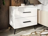 Stolik nocny z szufladami na czarnych nogach Nuveo Biały połysk