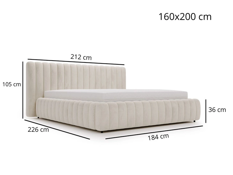 Łóżko tapicerowane z pojemnikiem i stelażem 160x200 Bliss Brązowe