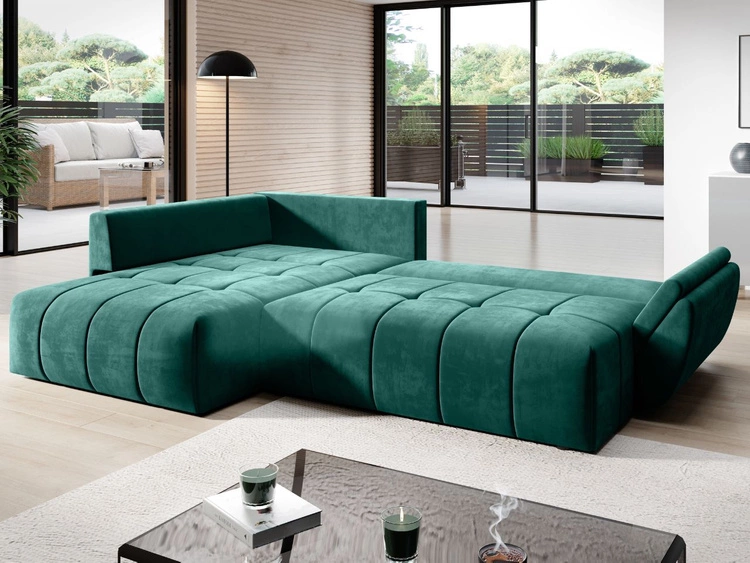 Narożnik L uniwersalny z funkcją spania i pojemnikiem Genoa Brązowy