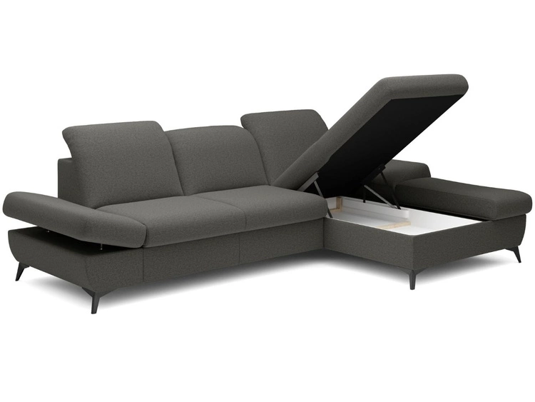 Narożnik L Prawy z funkcją spania i pojemnikiem Hannover Ciemnoszary