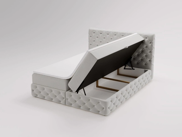 Łóżko kontynentalne z pojemnikiem na pościel 160x200 cm Canolo Jasnoszare