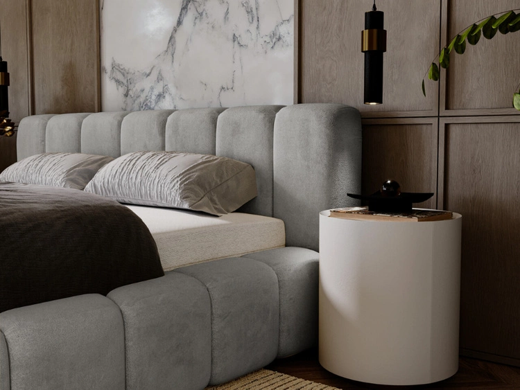 Łóżko tapicerowane z pojemnikiem na pościel 120x200 Ibiza Szare