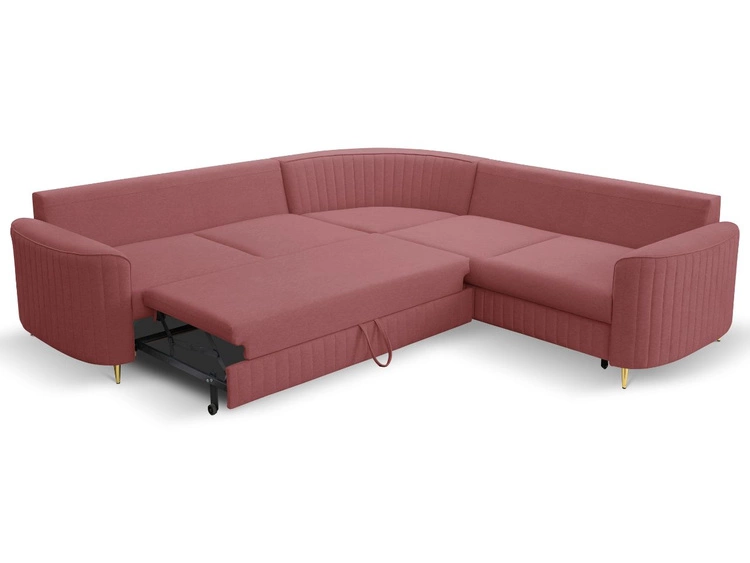 Narożnik L Lewy z funkcją spania i pojemnikiem Limon Czerwony