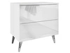 Stolik nocny z szufladami na srebrnych nogach Nuveo Biały połysk