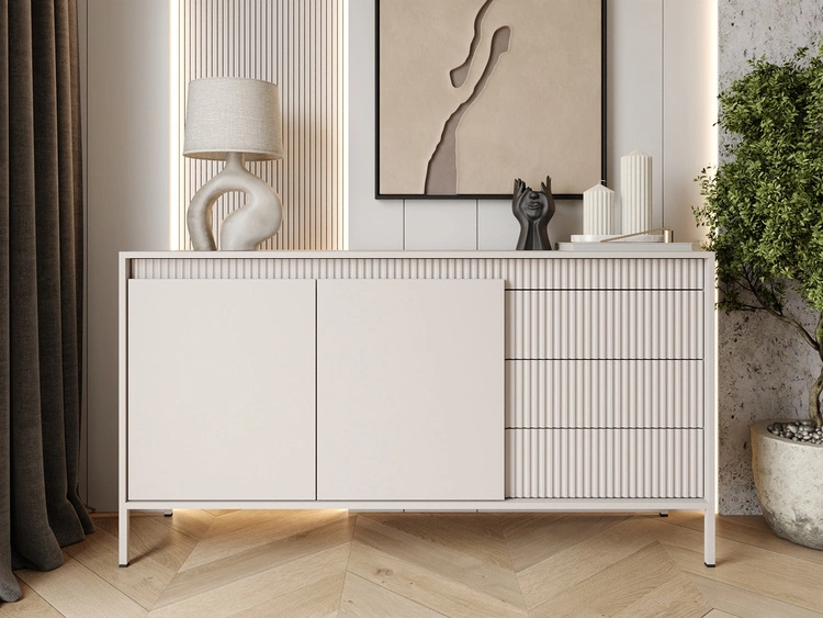 Komoda z drzwiami i szufladami 153 cm Sorano Beżowa