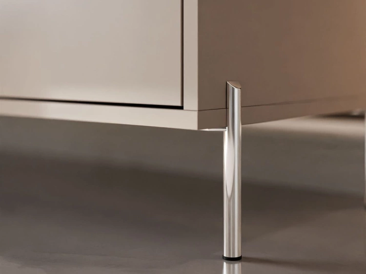 Szafka RTV glamour pod telewizor z drzwiczkami na srebrnych prostych nogach Vivance Kaszmir połysk