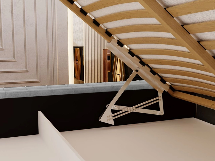 Łóżko tapicerowane z pojemnikiem i stelażem 120x200 Barbados Jasnoszare