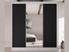 Szafa przesuwna z ryflowanym frontem i lustrem 200 cm Rivas Biała, Czarna