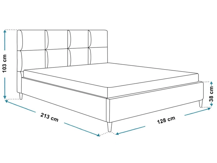 Łóżko tapicerowane ze stelażem 120x200 Luxe Ciemny niebieski