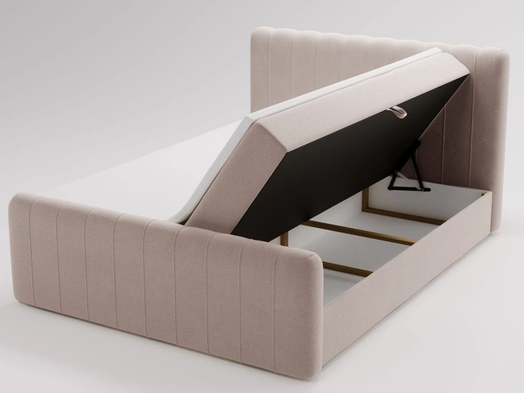 Łóżko kontynentalne z pojemnikiem na pościel 120x200 Osteno Beżowe