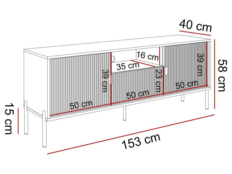 Szafka RTV dwudrzwiowa na czarnych nogach z szufladą Orlean kaszmir mat
