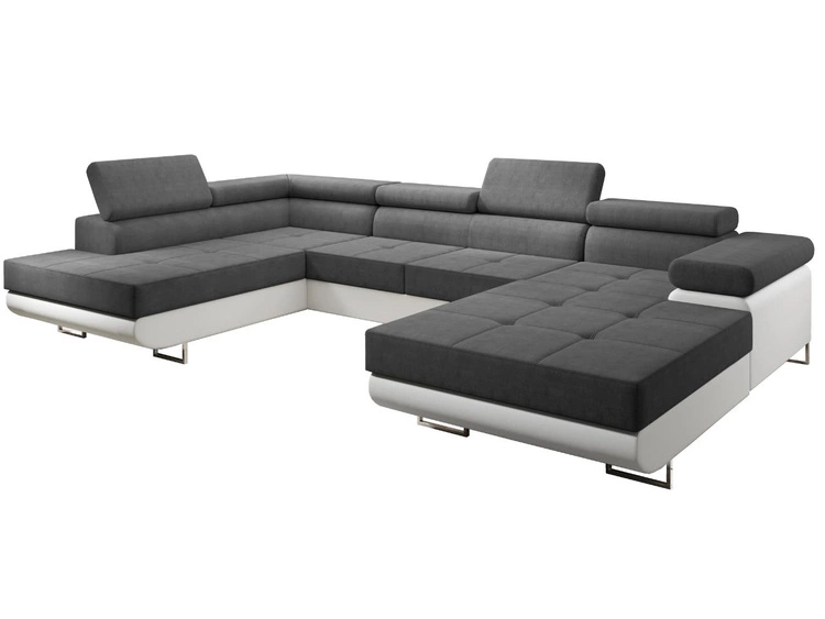 Narożnik U lewy z funkcją spania i pojemnikiem Solam U Grafit, Biały