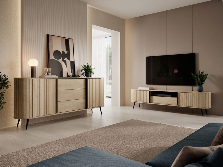 Komoda z drzwiami przesuwnymi 200 cm Passione Dąb Cremona