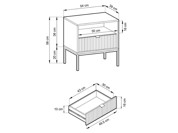 Stolik nocny z szufladą Amber zielony na czarnych nogach