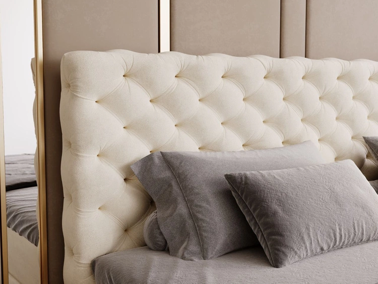 Łóżko kontynentalne z pojemnikiem na pościel 160x200 Bergamo beżowe