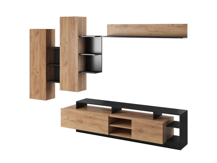 Zestaw mebli do salonu Alvano Dąb craft Złoty, Antracyt