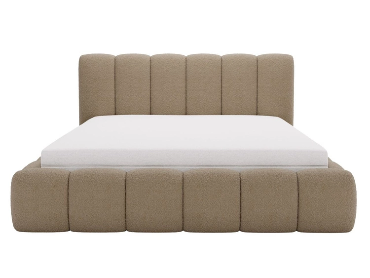 Łóżko tapicerowane bez pojemnika ze stelażem 200x200 Cloud w tkaninie bouclé Brązowe
