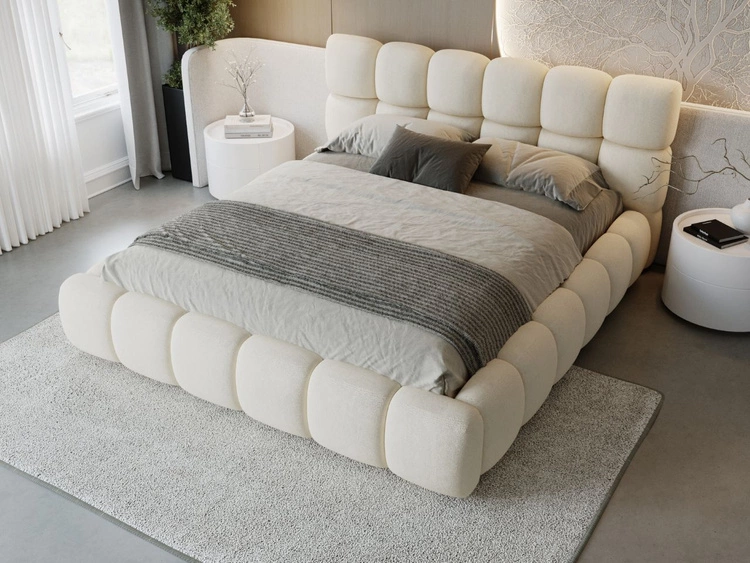 Łóżko tapicerowane z pojemnikiem i stelażem 120x200 Modo Beżowe