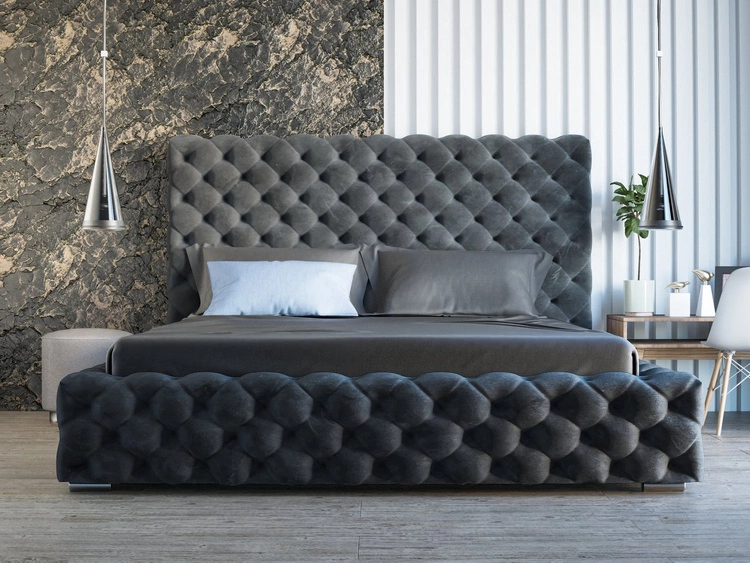 Łóżko tapicerowane z pojemnikiem i stelażem 120x200 Heaven Antracytowe