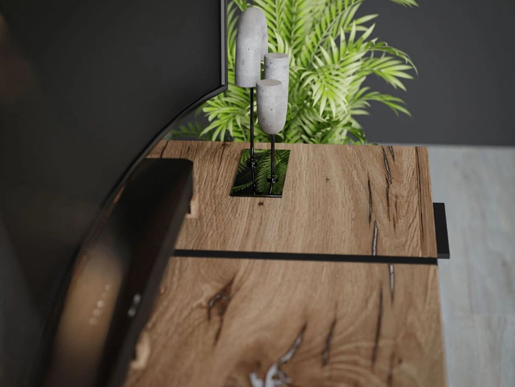 Szafka RTV w stylu loft z szafkami i szufladą Lunelie dąb Flagstaff