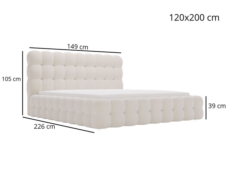 Łóżko tapicerowane z pojemnikiem i stelażem 120x200 Twist Czarny