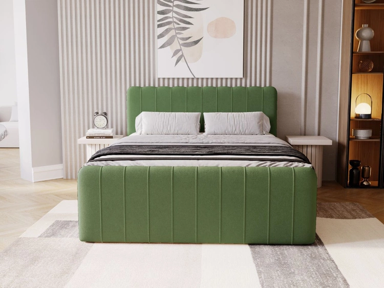 Łóżko kontynentalne z pojemnikiem na pościel 160x200 Osteno Zielone