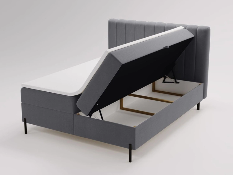 Łóżko kontynentalne z pojemnikiem na pościel 120x200 Primavera Ciemnoszare