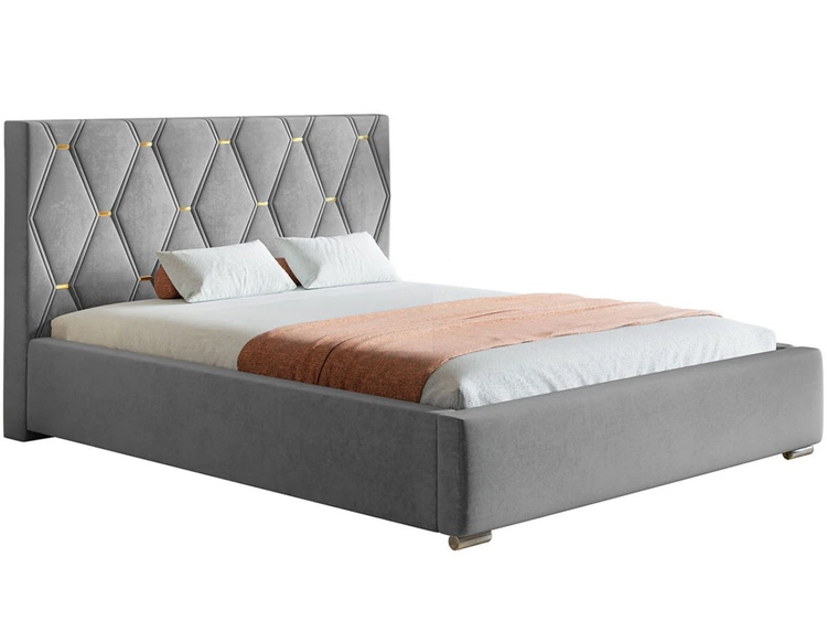 Łóżko tapicerowane z pojemnikiem i stelażem 180x200 Tasso Szare