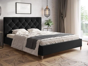 Łóżko tapicerowane ze stelażem 140x200 Tril Czarne