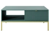 Stolik kawowy z szufladą Amber zielony na złotych nogach