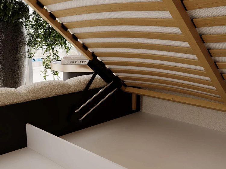 Łóżko tapicerowane z pojemnikiem i stelażem 200x200 Imperial Kremowe