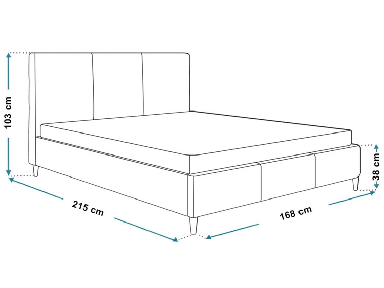 Łóżko tapicerowane ze stelażem 160x200 Trio Czarne
