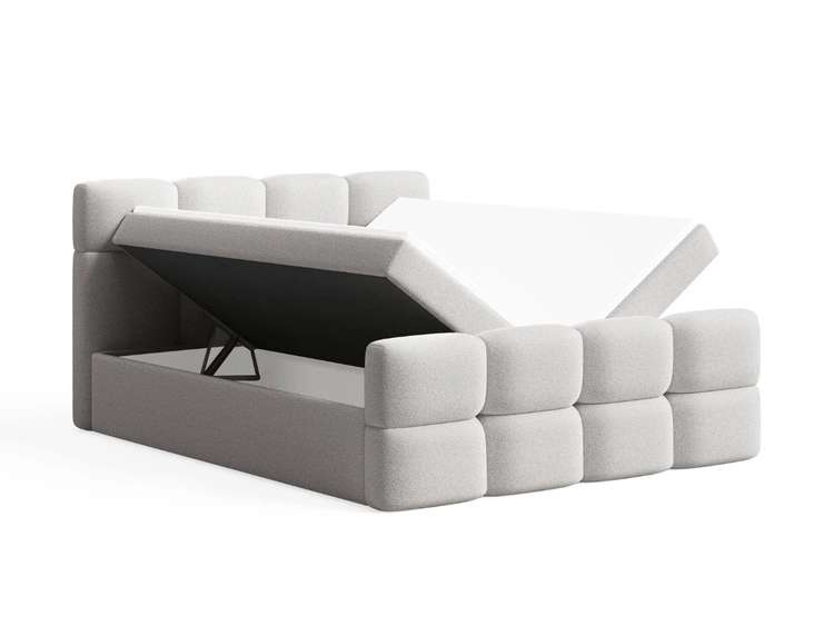 Łóżko kontynentalne z pojemnikiem na pościel 140x200 Rivon Jasnoszare
