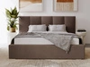 Łóżko tapicerowane z pojemnikiem i stelażem 160x200 cm Lizbona Brązowe