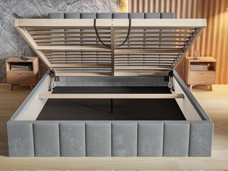 Łóżko tapicerowane z pojemnikiem i stelażem Siena 160x200 granatowy