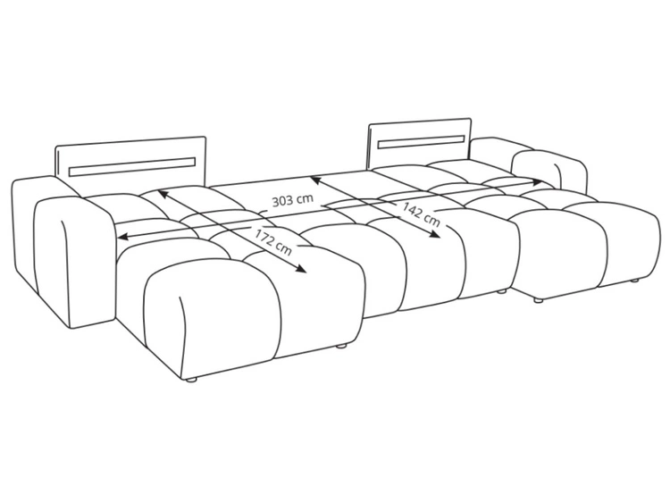 Narożnik U z funkcją spania i pojemnikiem Sile U Szary