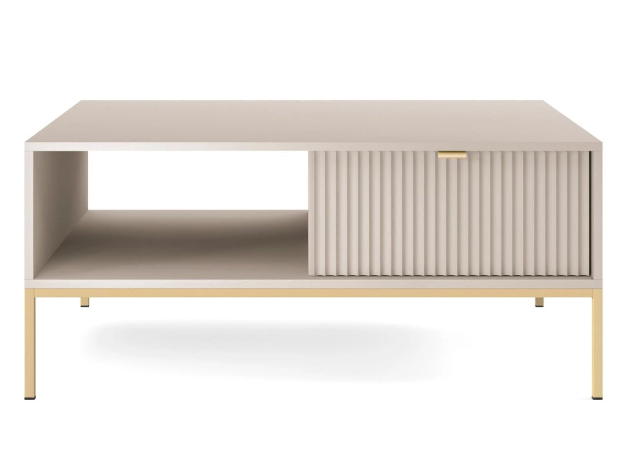 Stolik kawowy z szufladą Amber Kaszmir na złotych nogach