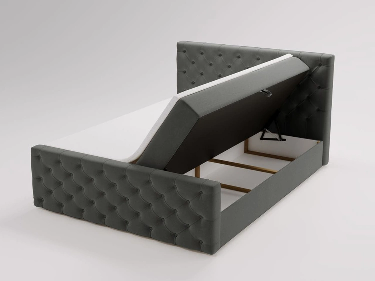 Łóżko kontynentalne z pojemnikiem na pościel 140x200 Montego Antracytowe