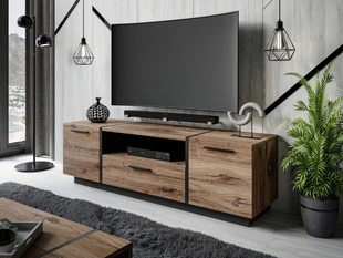 Szafka RTV w stylu loft z szafkami i szufladą Lunelie dąb Flagstaff
